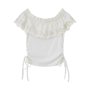 One-Shoulder Lace Wave Top