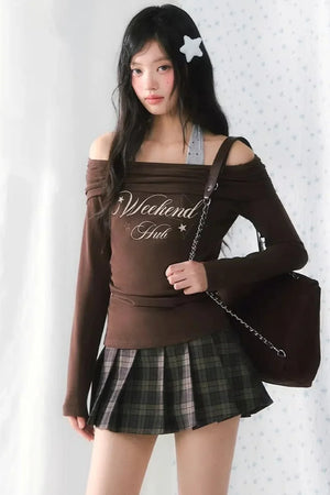 One-Shoulder Letter Top