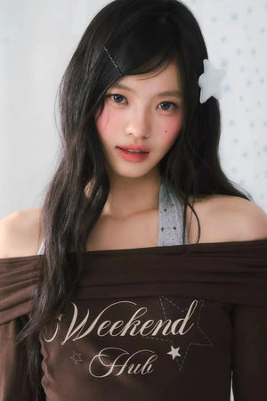 One-Shoulder Letter Top