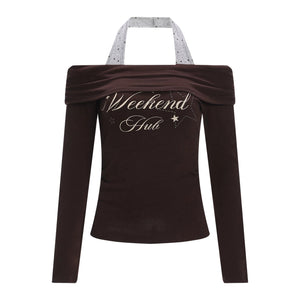 One-Shoulder Letter Top