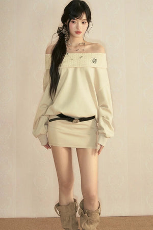 One-Shoulder Long Sleeve Knit Dress