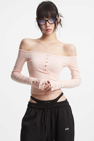 One-Shoulder Long Sleeve T-Shirt