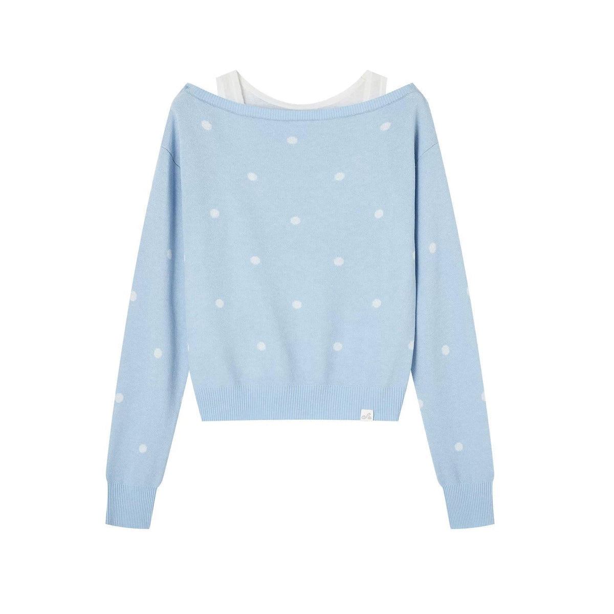 One-Shoulder Polka Dot Sweater