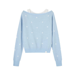 One-Shoulder Polka Dot Sweater