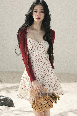 One-Shoulder Rose Lace Dress Set-Up