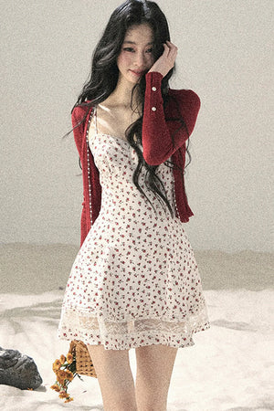One-Shoulder Rose Lace Dress Set-Up