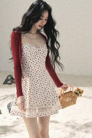 One-Shoulder Rose Lace Dress Set-Up