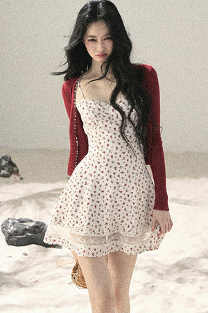 One-Shoulder Rose Lace Dress Set-Up