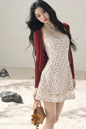 One-Shoulder Rose Lace Dress Set-Up