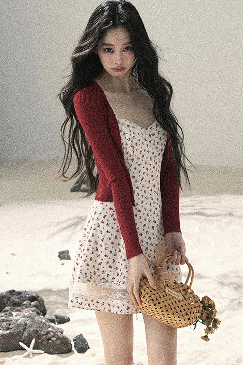One-Shoulder Rose Lace Dress Set-Up