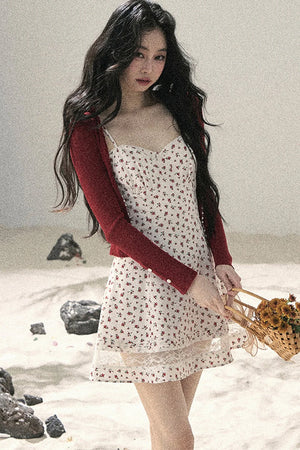 One-Shoulder Rose Lace Dress Set-Up