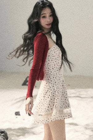 One-Shoulder Rose Lace Dress Set-Up