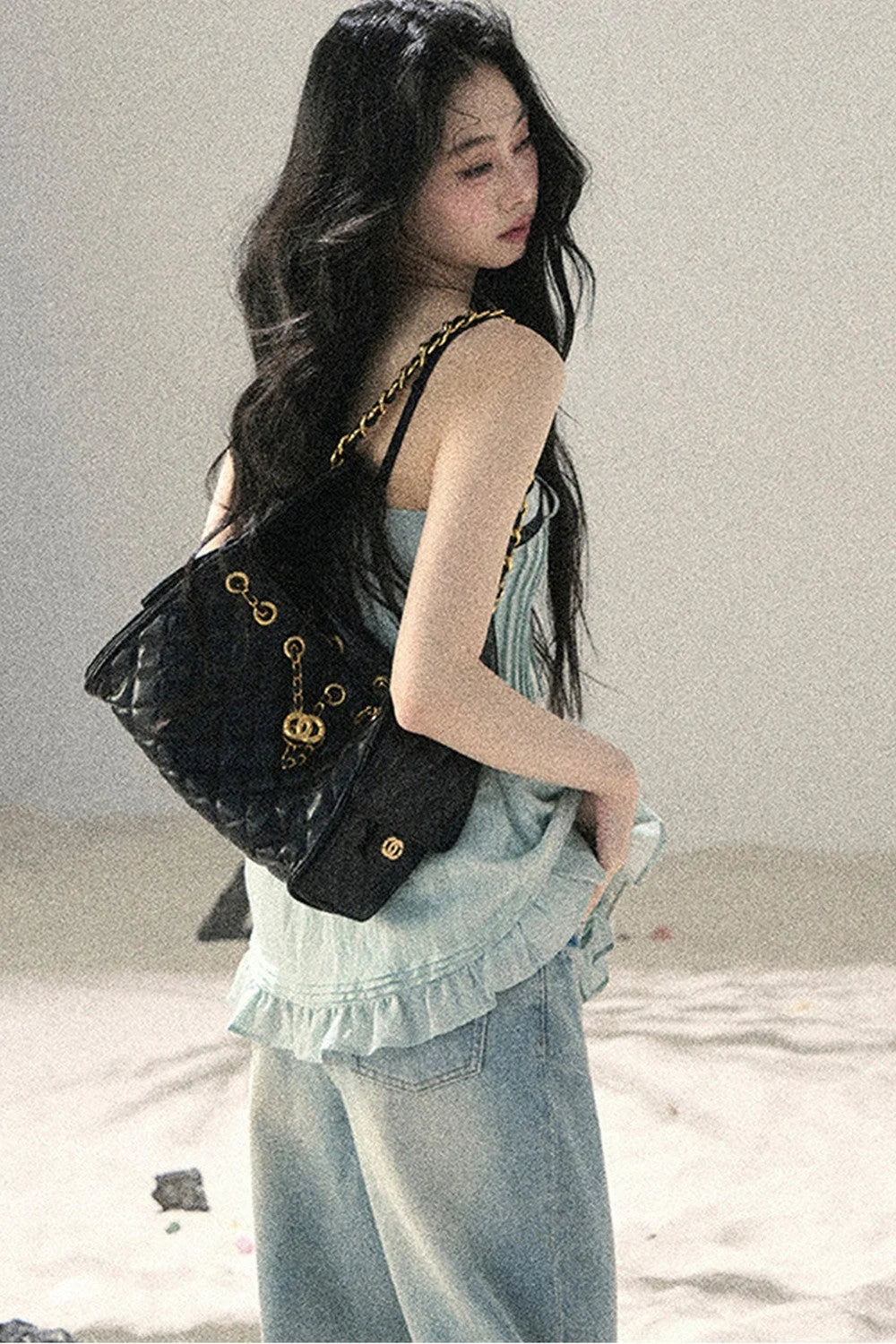 One-Shoulder Ruched Lace Camisole