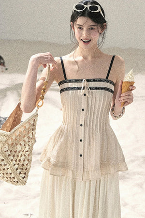 One-Shoulder Ruched Lace Camisole