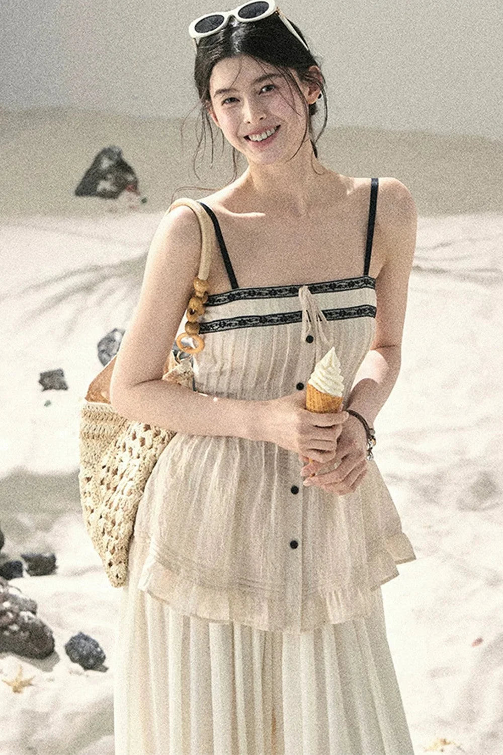 One-Shoulder Ruched Lace Camisole