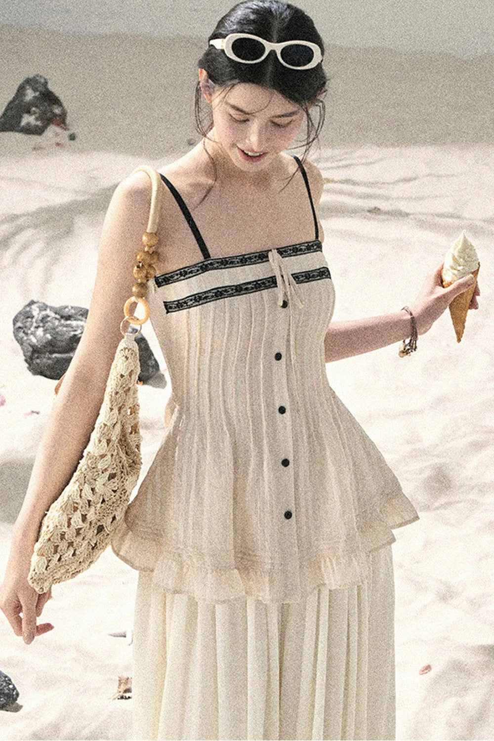 One-Shoulder Ruched Lace Camisole