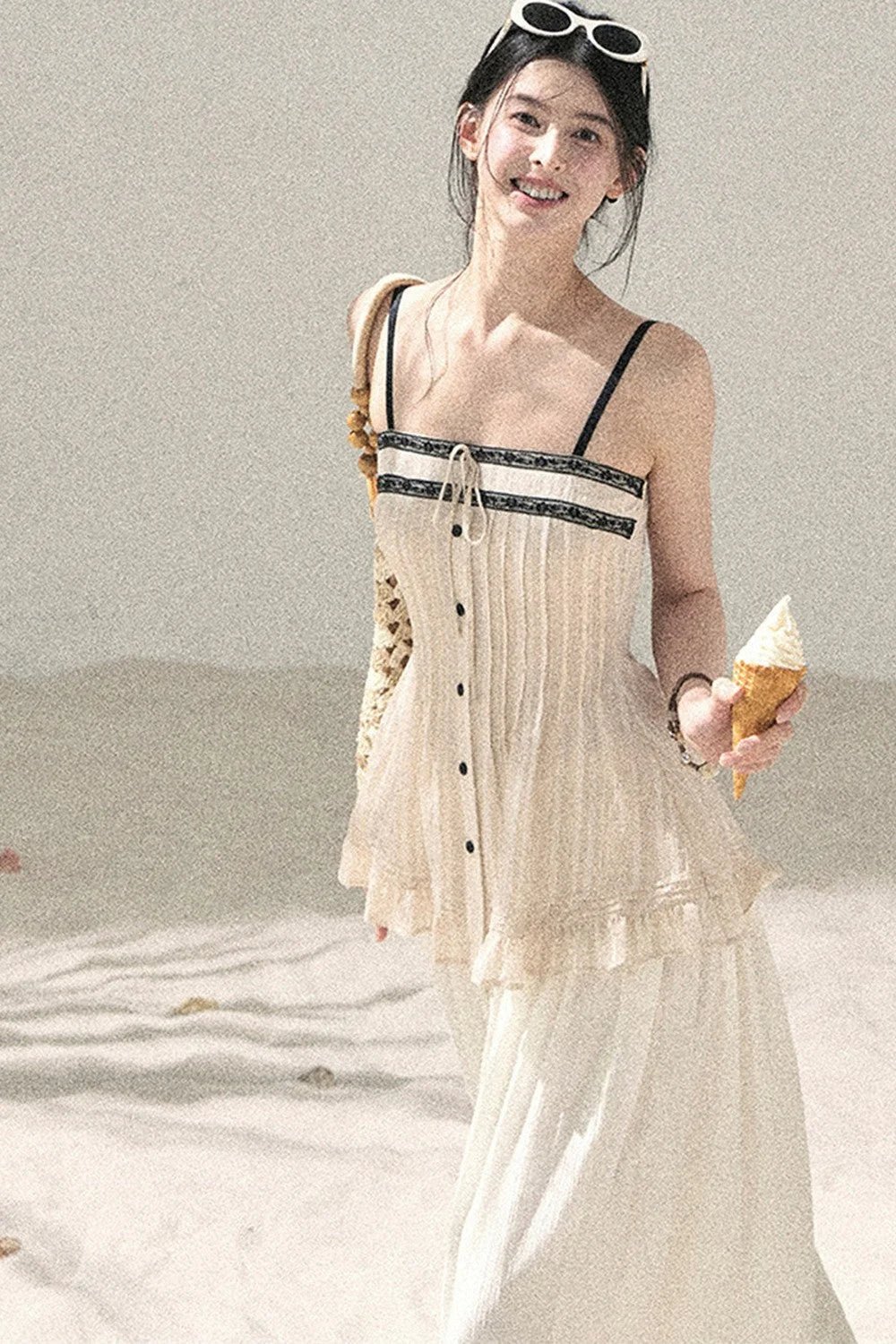 One-Shoulder Ruched Lace Camisole