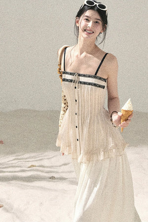 One-Shoulder Ruched Lace Camisole