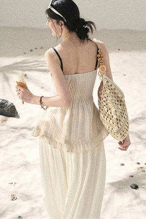 One-Shoulder Ruched Lace Camisole
