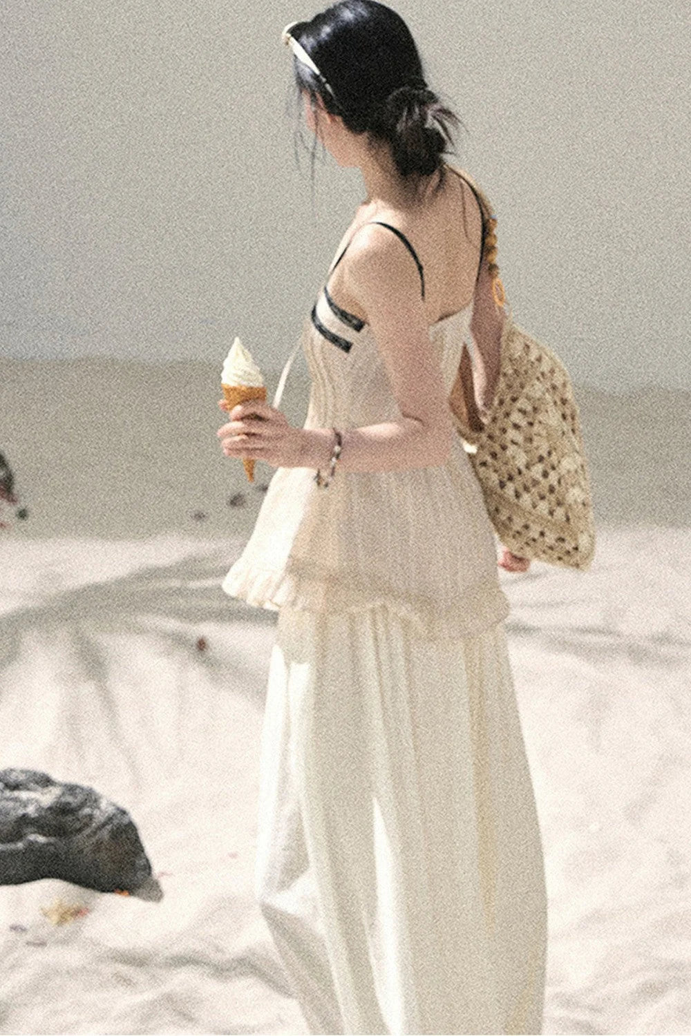 One-Shoulder Ruched Lace Camisole