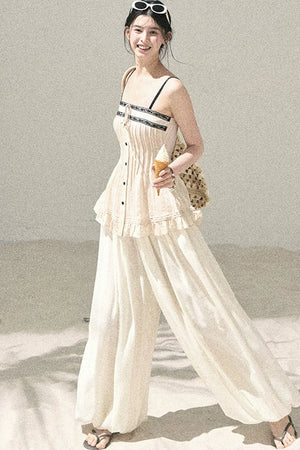 One-Shoulder Ruched Lace Camisole