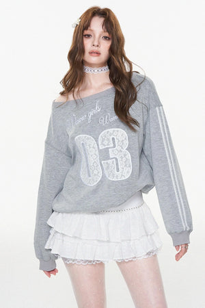 One-Shoulder Slouchy Ballet Sweatshirt