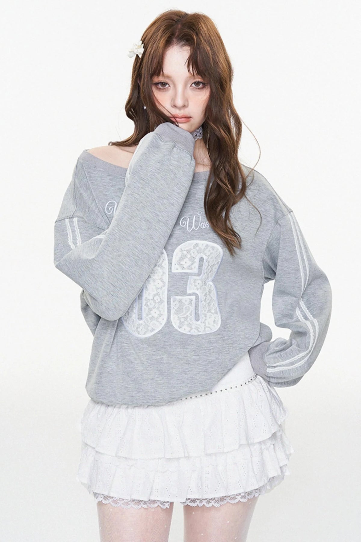 One-Shoulder Slouchy Ballet Sweatshirt