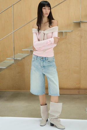 One-shoulder Striped Top