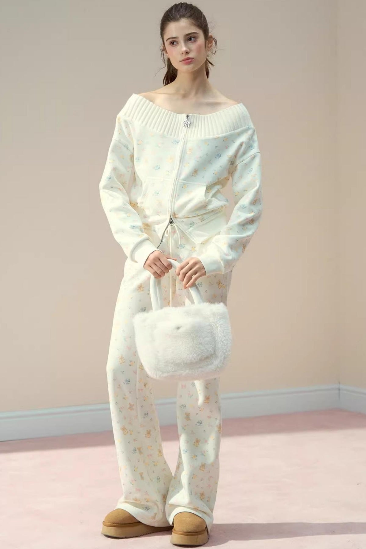 One-Shoulder Sweater With Trousers Set-Up