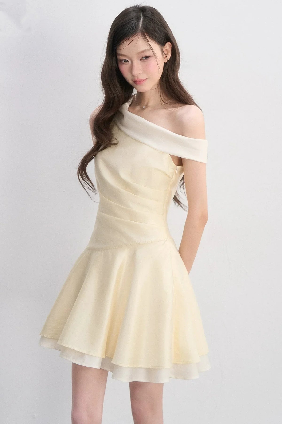 One-Shoulder Waist-Cinching Dress
