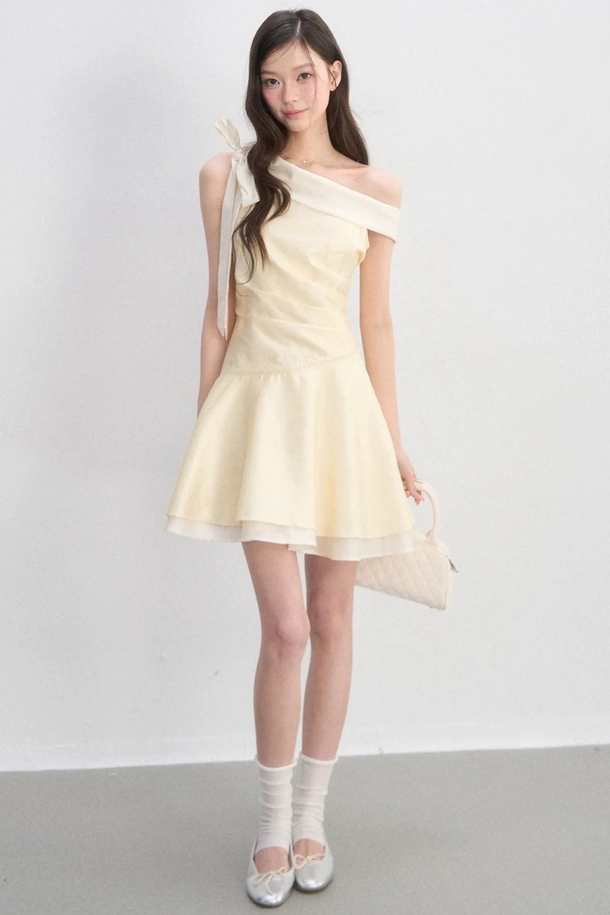 One-Shoulder Waist-Cinching Dress