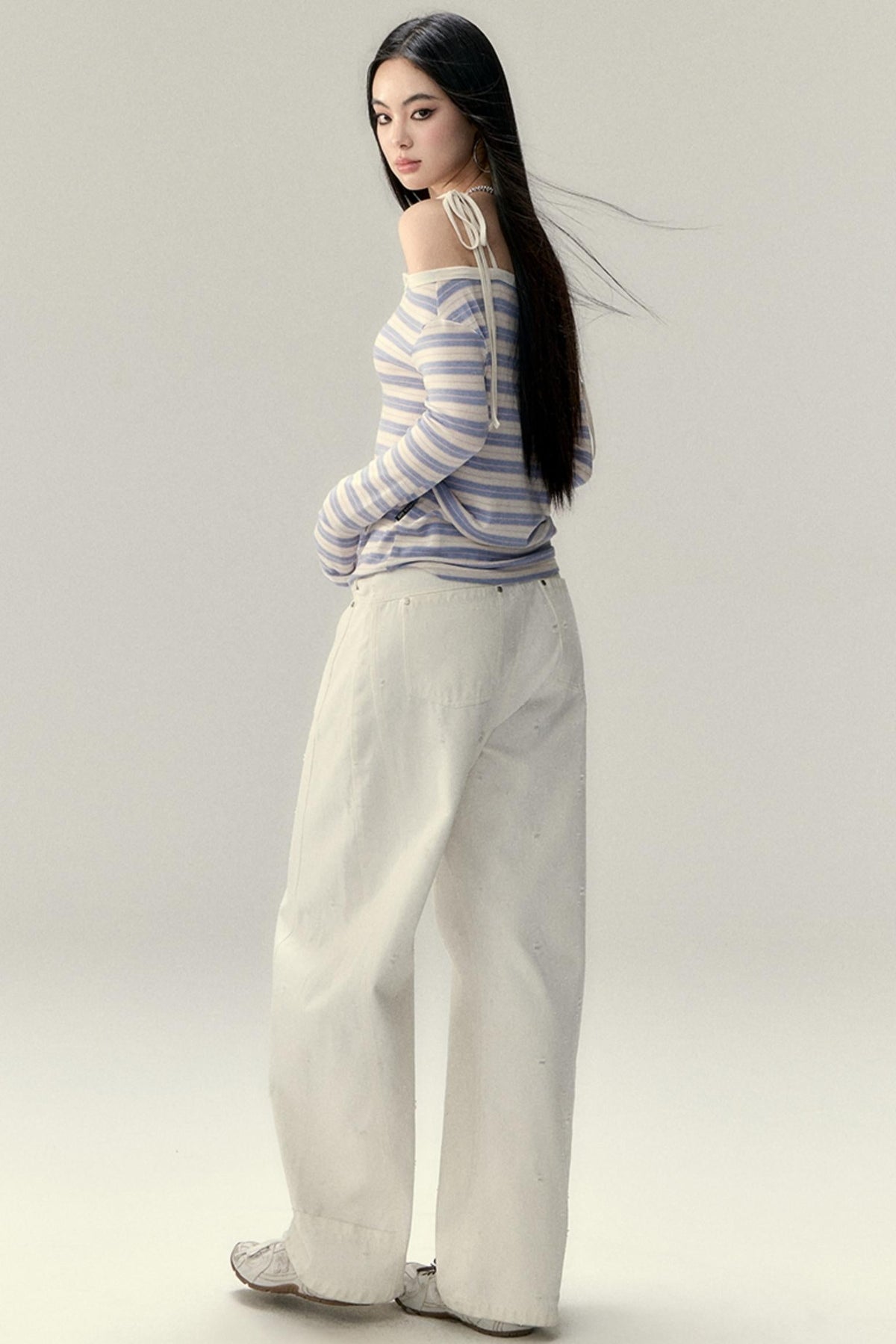 One-Shoulder Wool Blend  Long Sleeve Top