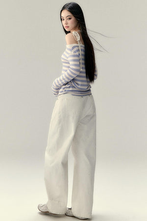 One-Shoulder Wool Blend  Long Sleeve Top