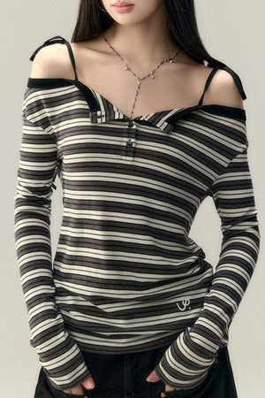 One-Shoulder Wool Blend  Long Sleeve Top