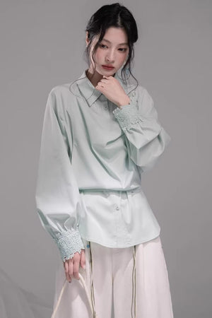 Optical Illusion Drape Collar Shirt