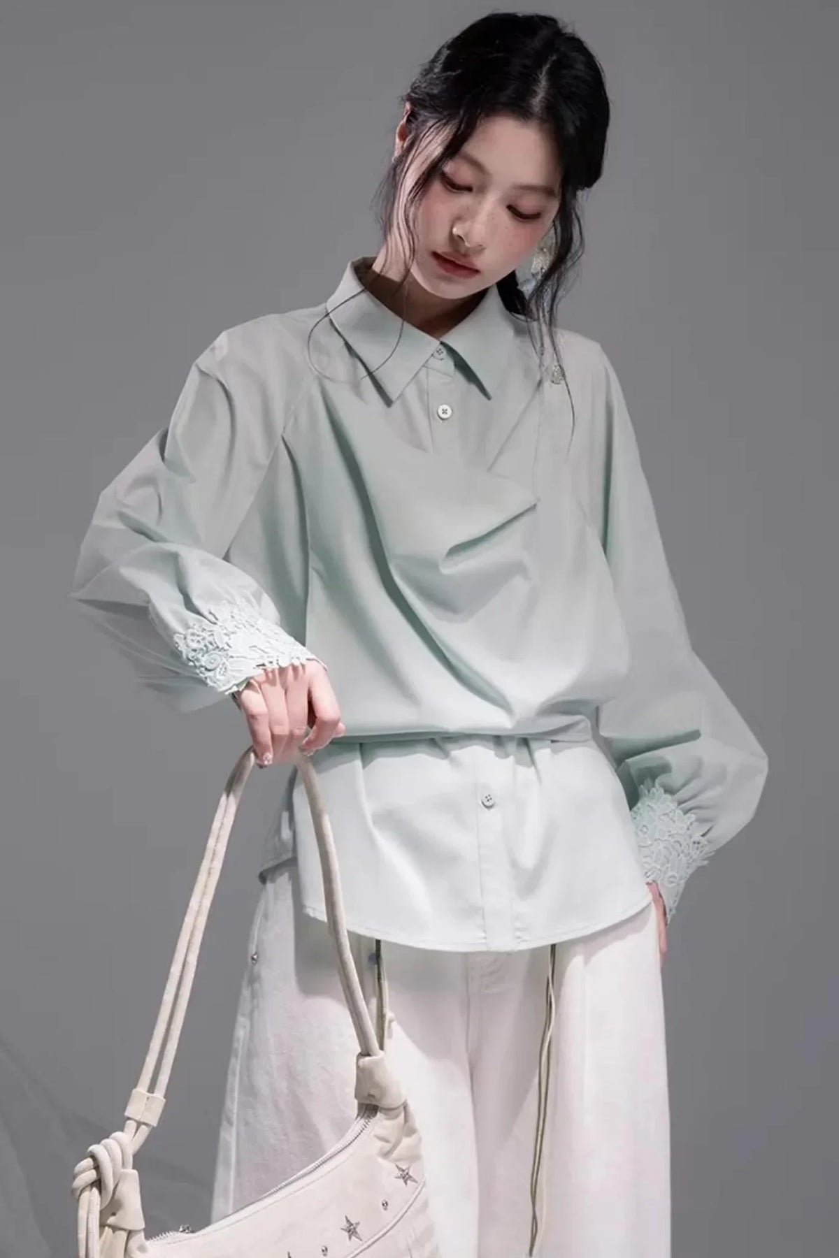 Optical Illusion Drape Collar Shirt