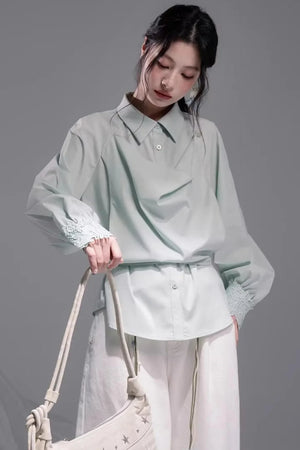 Optical Illusion Drape Collar Shirt