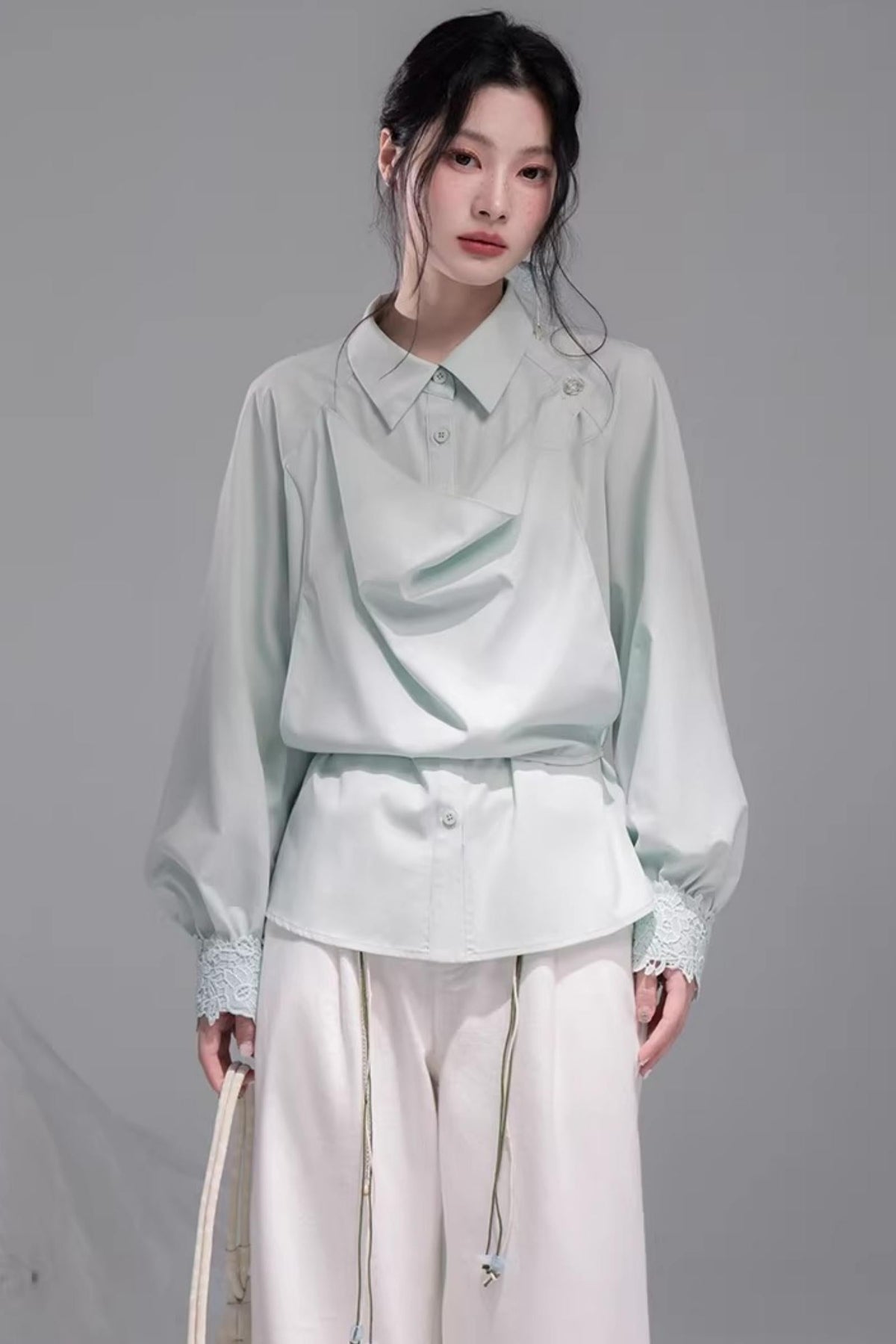Optical Illusion Drape Collar Shirt