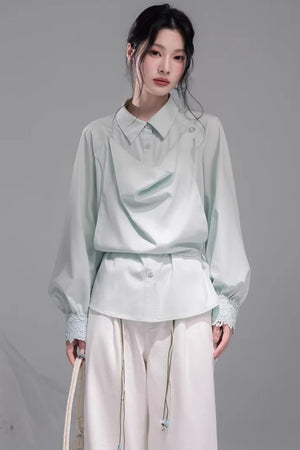 Optical Illusion Drape Collar Shirt