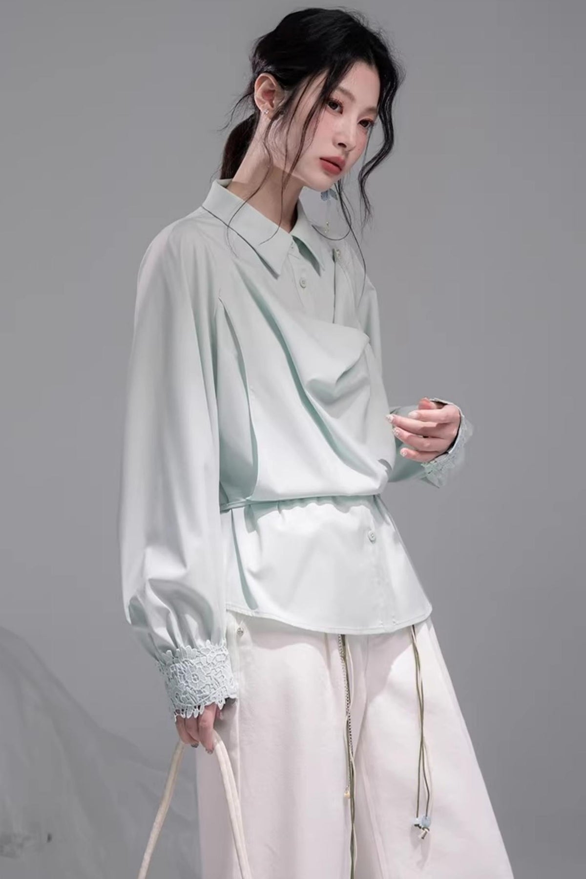 Optical Illusion Drape Collar Shirt