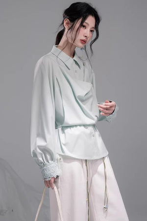 Optical Illusion Drape Collar Shirt