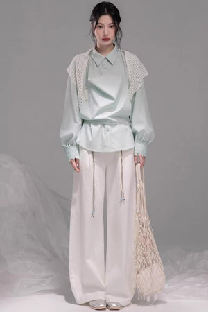 Optical Illusion Drape Collar Shirt