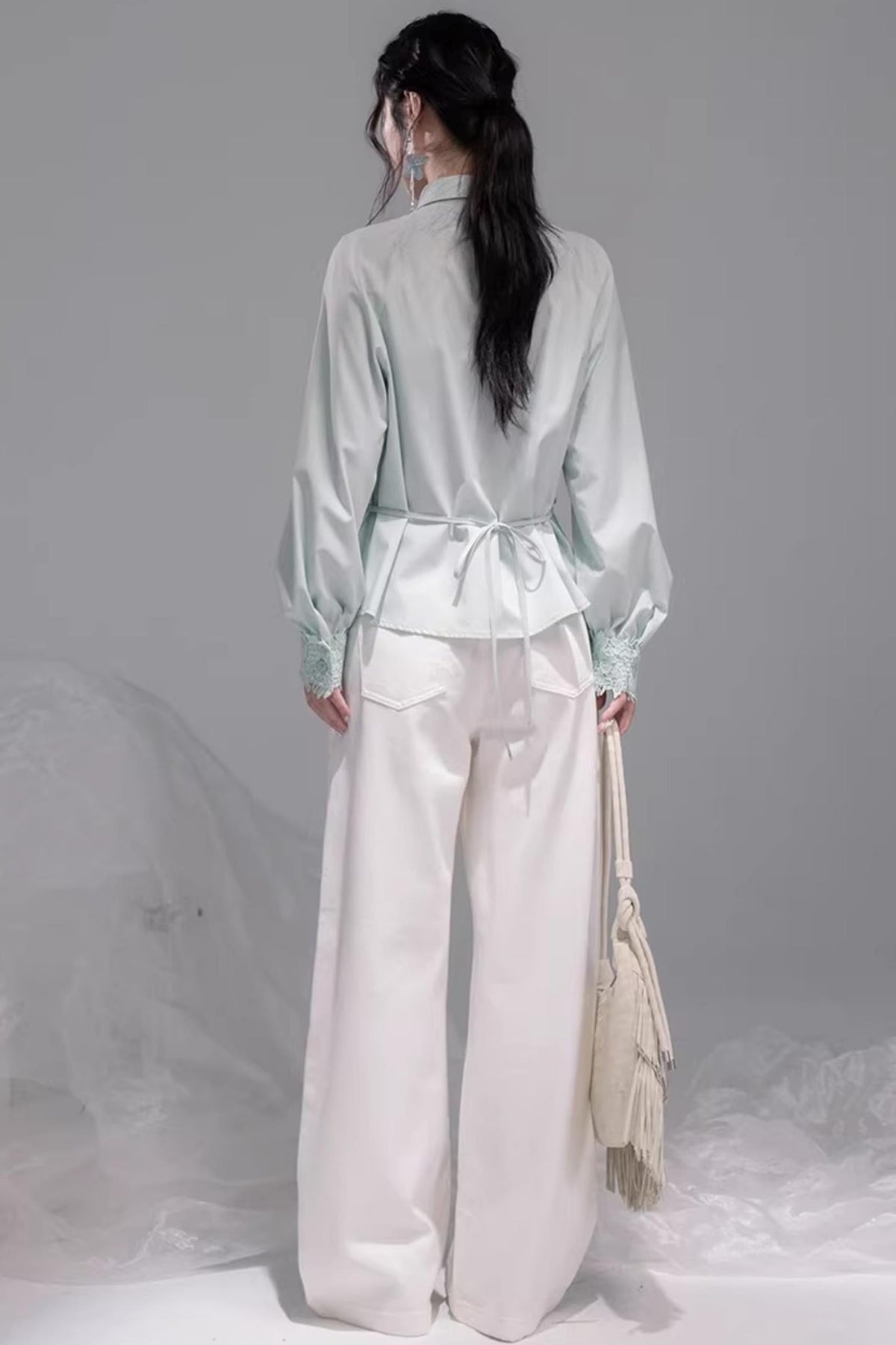 Optical Illusion Drape Collar Shirt