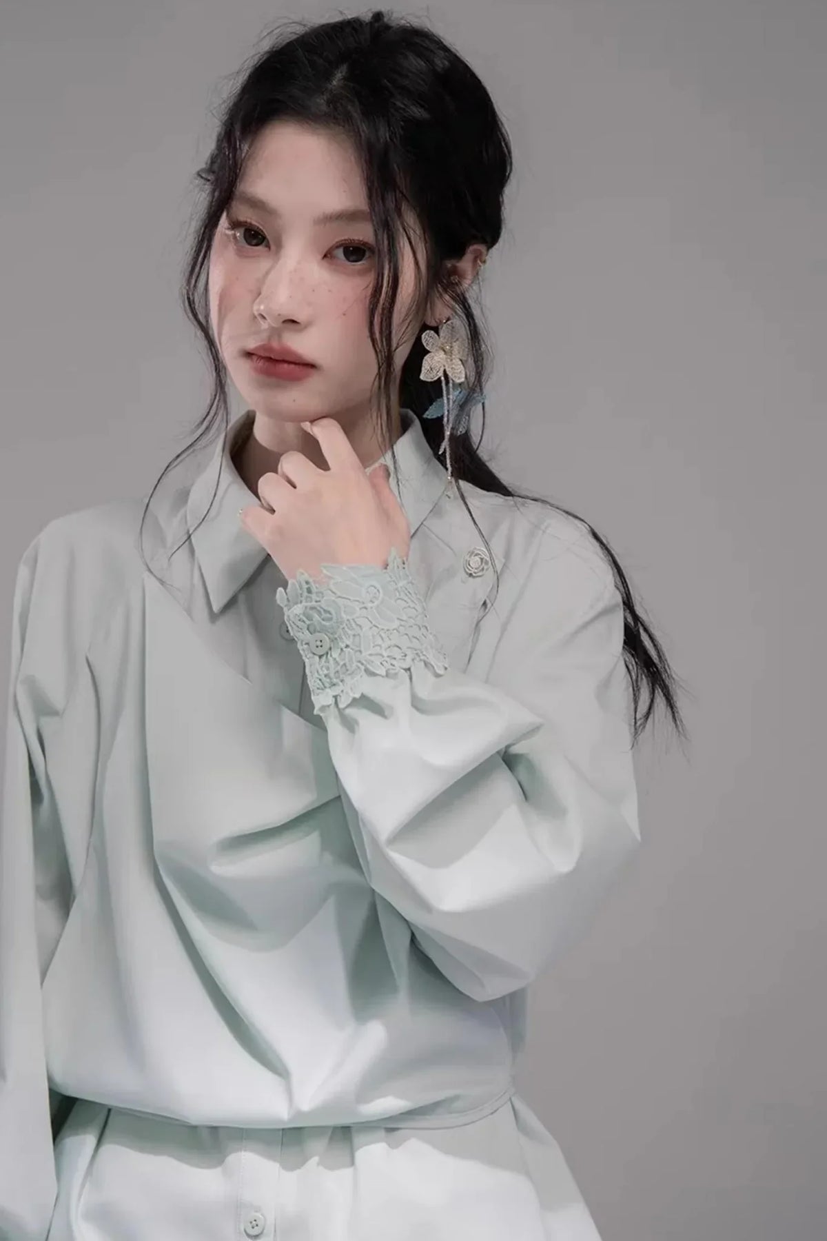 Optical Illusion Drape Collar Shirt