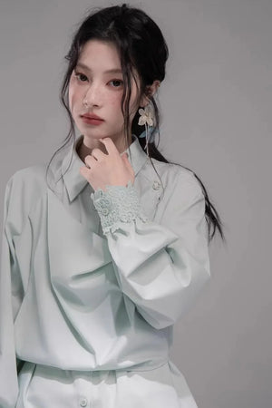 Optical Illusion Drape Collar Shirt