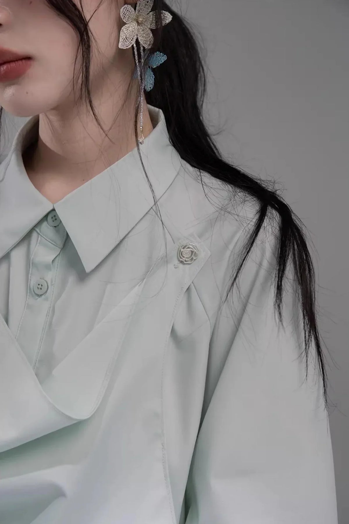 Optical Illusion Drape Collar Shirt