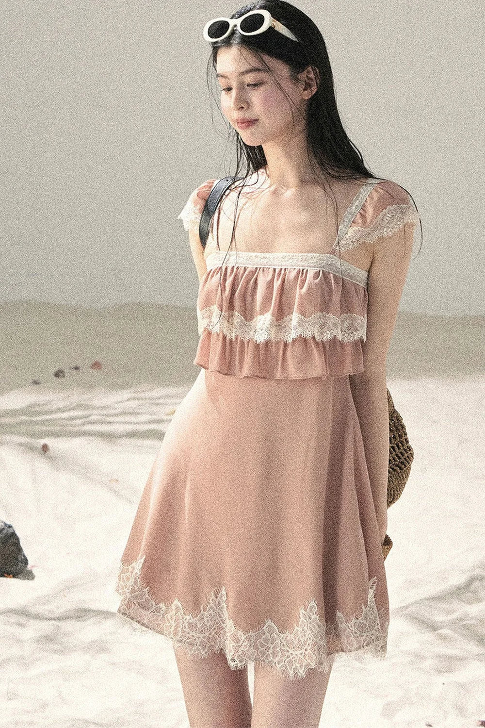 Orange Lace Chiffon Dress