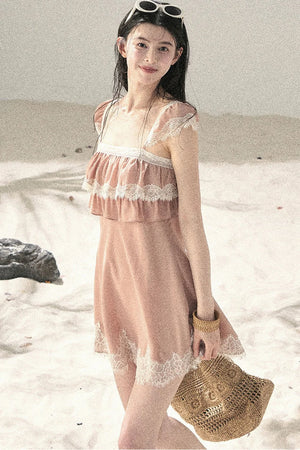 Orange Lace Chiffon Dress