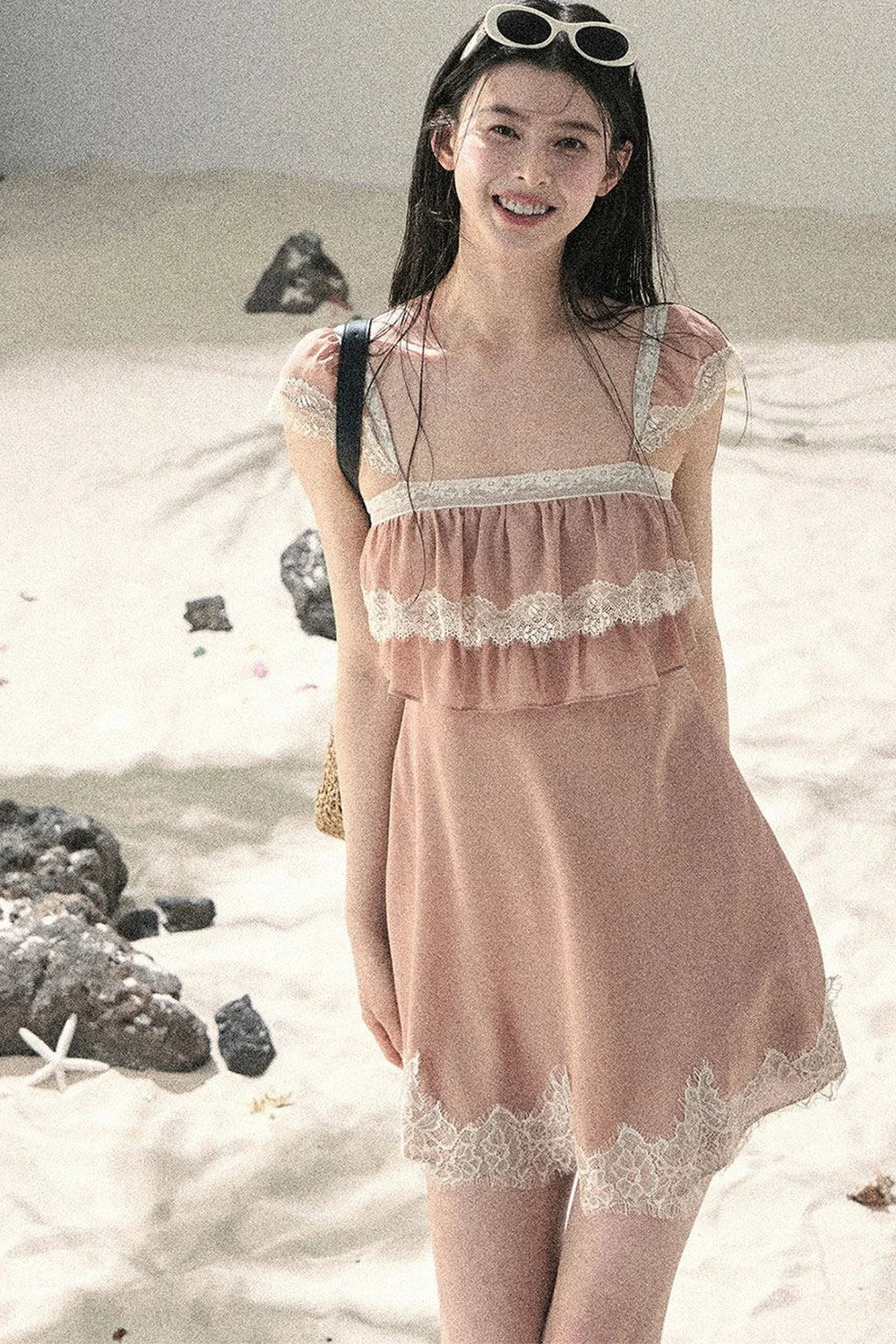 Orange Lace Chiffon Dress