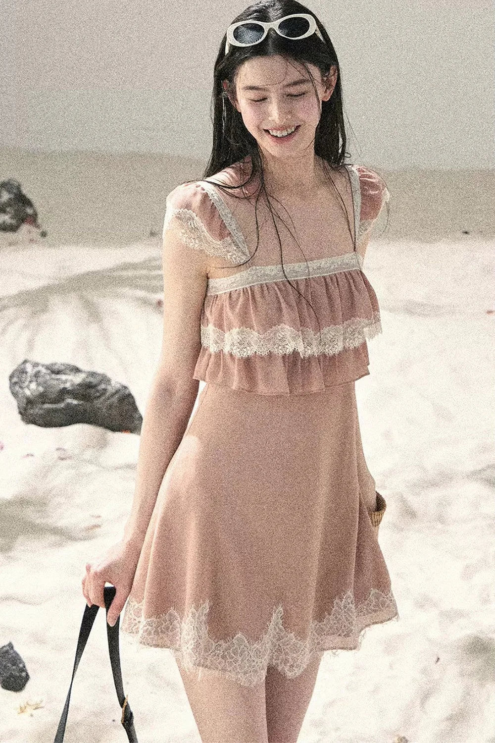 Orange Lace Chiffon Dress